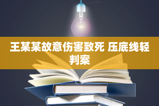 王某某故意伤害致死 压底线轻判案